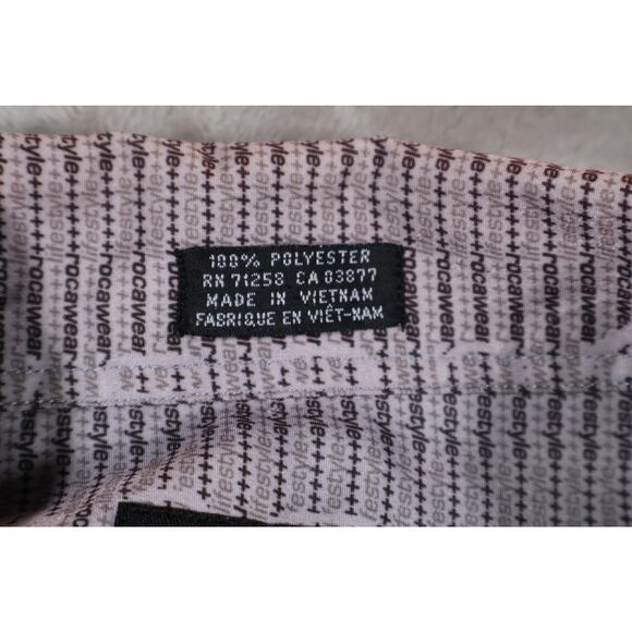 Rocawear Shirt Mens 2XL Purple Gray Button Up Short Sleeve All Over Print Logo - Picture 4 of 7